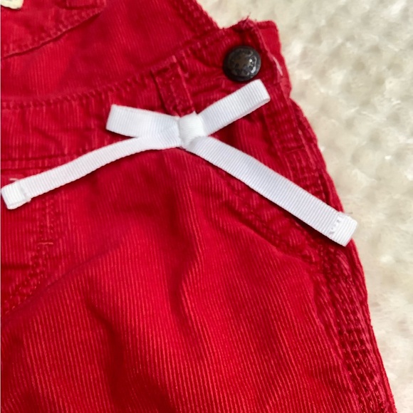 Vintage Oshkosh B Gosh Red Overalls With White Bow 9 Months - Picture 2 of 6